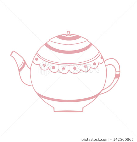 A girly teapot illustration with a scalloped pattern (pink) A girly teapot illustration with a scalloped pattern (pink) 142560865
