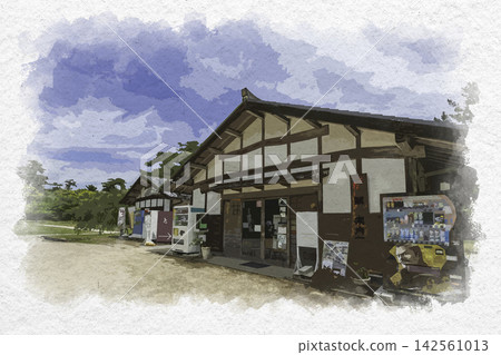 松江城(島根縣松江市旅遊資訊中心)水彩風格插圖。 松江城(島根縣松江市旅遊資訊中心)水彩風格插圖。 142561013