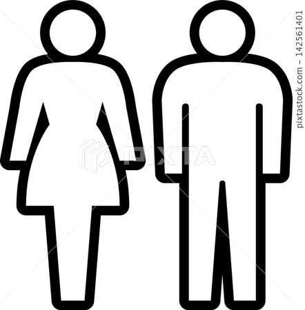 Pictogram for a unisex restroom (white-painted version) Pictogram for a unisex restroom (white-painted version) 142561401