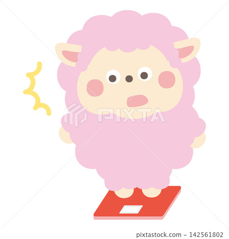可愛的胖綿羊角色插畫素材 可愛的胖綿羊角色插畫素材 142561802