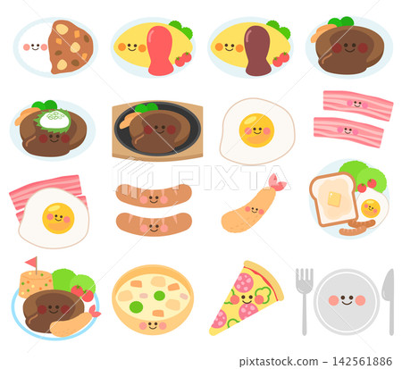 Cute food illustration set Cute food illustration set 142561886
