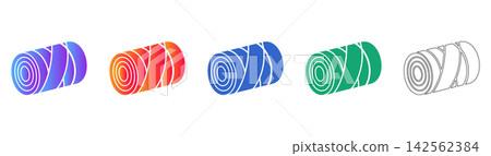 Fabric Roll Icon Set in Multiple Styles Fabric Roll Icon Set in Multiple Styles 142562384
