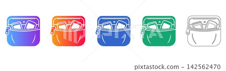 Modern Zippered Medical Pouch Vector Icon Set Modern Zippered Medical Pouch Vector Icon Set 142562470