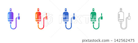 Medical IV Drip Chamber Vector Icon Set Medical IV Drip Chamber Vector Icon Set 142562475