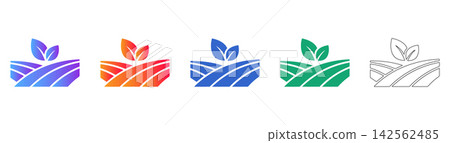 Agricultural Field Leaf Icon Set Agricultural Field Leaf Icon Set 142562485