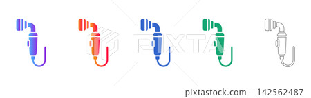 Professional Shower Head Icon Set Professional Shower Head Icon Set 142562487