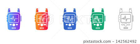 Portable Heart Rate Monitor Vector Icons Portable Heart Rate Monitor Vector Icons 142562492