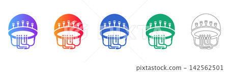 Industrial Helmet with Sensors Icon Set Industrial Helmet with Sensors Icon Set 142562501