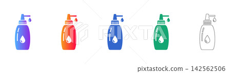 Liquid Soap Dispenser Bottle Icon Set 142562506
