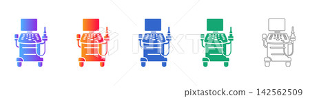 Ultrasound Machine Diagnostic Equipment Vector Icon Set 142562509