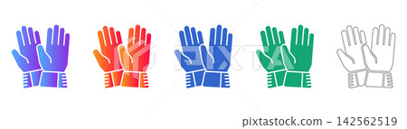 Protective Work Gloves Vector Icon Set Protective Work Gloves Vector Icon Set 142562519