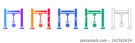 Overhead Crane Mechanism Vector Icon Set Overhead Crane Mechanism Vector Icon Set 142562614