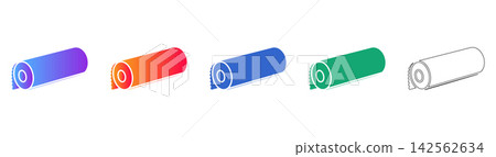 Rolled Fabric or Paper Material Vector Set Rolled Fabric or Paper Material Vector Set 142562634