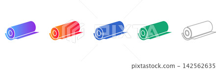 Rolled Material Cylinder Icon Set Rolled Material Cylinder Icon Set 142562635
