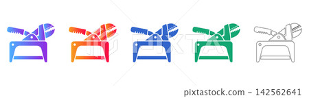 Adjustable Wrench and Clamp Vector Icons 142562641