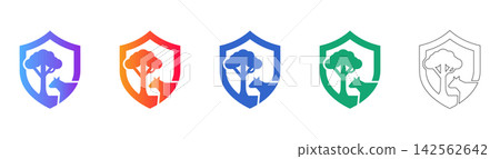 Nature Conservation Shield Vector Icons Nature Conservation Shield Vector Icons 142562642