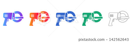 Circular Saw Power Tool Vector Icons Circular Saw Power Tool Vector Icons 142562643