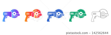 Professional Circular Saw Icon Set Professional Circular Saw Icon Set 142562644