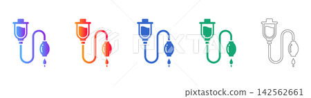 Medical IV Drip Set Vector Icons Medical IV Drip Set Vector Icons 142562661
