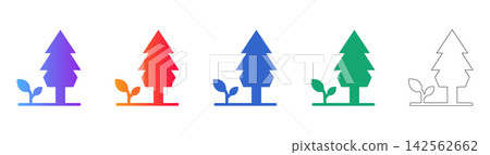 Tree Planting and Reforestation Vector Icons Tree Planting and Reforestation Vector Icons 142562662