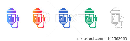 Medical IV Bag Device Vector Icons Medical IV Bag Device Vector Icons 142562663