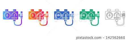 Medical Pressure Gauge Control Icons Medical Pressure Gauge Control Icons 142562668