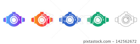 Medical Pressure Regulator Valve Icon Set Medical Pressure Regulator Valve Icon Set 142562672
