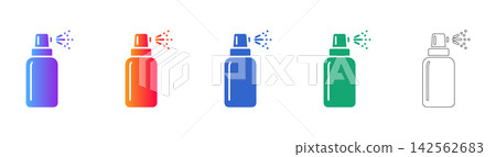 Spray Bottle Cleaning and Cosmetic Icon Set Spray Bottle Cleaning and Cosmetic Icon Set 142562683