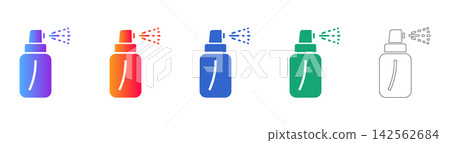 Spray Bottle with Fine Mist Vector Icon Collection Spray Bottle with Fine Mist Vector Icon Collection 142562684