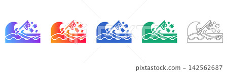 Ocean Pollution Net and Plastic Waste Vector Icon Ocean Pollution Net and Plastic Waste Vector Icon 142562687