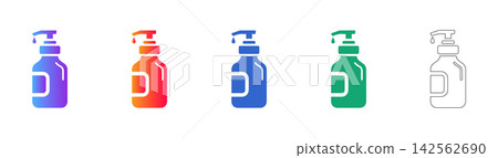 Pump Dispenser Bottle Vector Icon Set Pump Dispenser Bottle Vector Icon Set 142562690