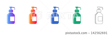 Set of Colorful Pump Bottle Icons Set of Colorful Pump Bottle Icons 142562691