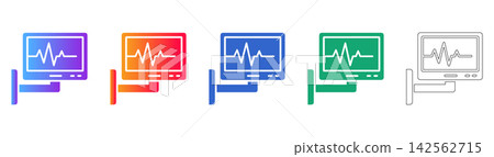 Clinical Heart Rate Monitor Icon Set Clinical Heart Rate Monitor Icon Set 142562715
