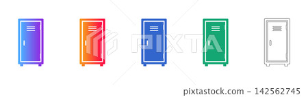 Set of Metal Locker Icons Set of Metal Locker Icons 142562745