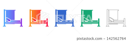 Hospital Bed with Curtain Icon Set Hospital Bed with Curtain Icon Set 142562764