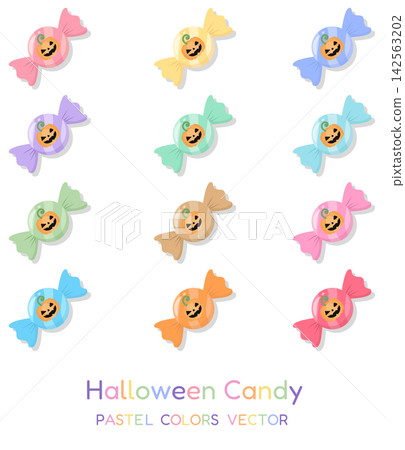 Pastel Halloween Candy Set with Jack O Lantern Pumpkin Vector Collection Pastel Halloween Candy Set with Jack O Lantern Pumpkin Vector Collection 142563202