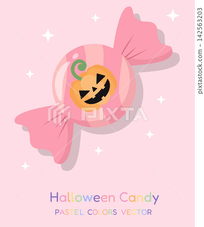 Pastel Pink Halloween Candy with Cute Jack O Lantern Pumpkin Vector Pastel Pink Halloween Candy with Cute Jack O Lantern Pumpkin Vector 142563203