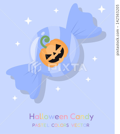 Pastel Blue Halloween Candy with Jack O Lantern Pumpkin Vector Pastel Blue Halloween Candy with Jack O Lantern Pumpkin Vector 142563205
