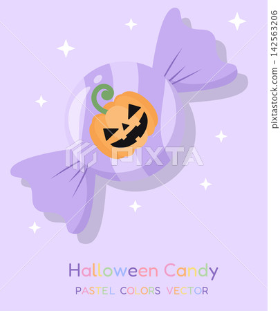 Pastel Purple Halloween Candy with Jack O Lantern Pumpkin Vector Pastel Purple Halloween Candy with Jack O Lantern Pumpkin Vector 142563206