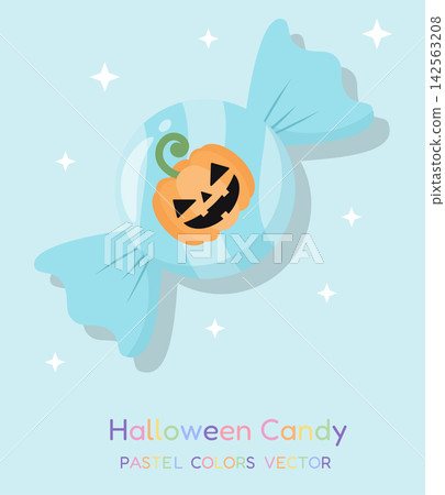 Pastel Aqua Halloween Candy with Jack O Lantern Pumpkin Vector Pastel Aqua Halloween Candy with Jack O Lantern Pumpkin Vector 142563208