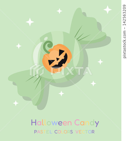 Pastel Sage Green Halloween Candy with Jack O Lantern Pumpkin Vector Pastel Sage Green Halloween Candy with Jack O Lantern Pumpkin Vector 142563209