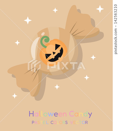 Warm Beige Halloween Candy with Jack O Lantern Pumpkin Vector Warm Beige Halloween Candy with Jack O Lantern Pumpkin Vector 142563210