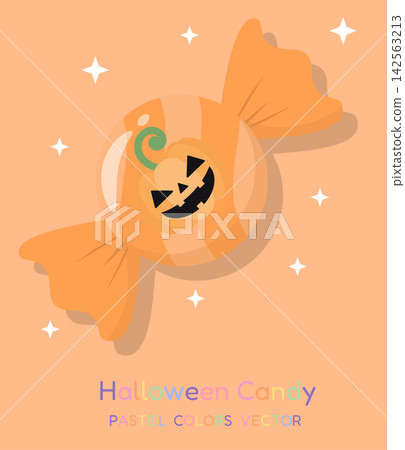 Pastel Orange Halloween Candy with Jack O Lantern Pumpkin Vector Pastel Orange Halloween Candy with Jack O Lantern Pumpkin Vector 142563213