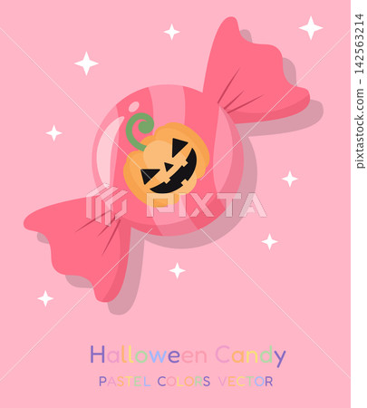 Coral Pink Halloween Candy with Jack O Lantern Pumpkin Vector Coral Pink Halloween Candy with Jack O Lantern Pumpkin Vector 142563214