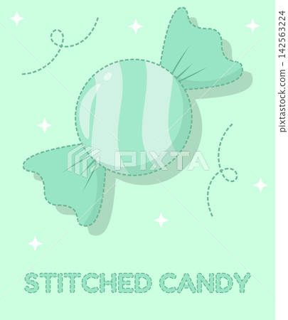 Pastel Mint Green Stitched Candy Illustration Pastel Mint Green Stitched Candy Illustration 142563224