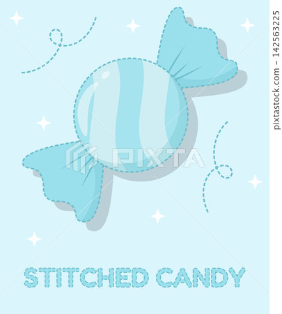 Pastel Aqua Blue Stitched Candy Illustration Pastel Aqua Blue Stitched Candy Illustration 142563225