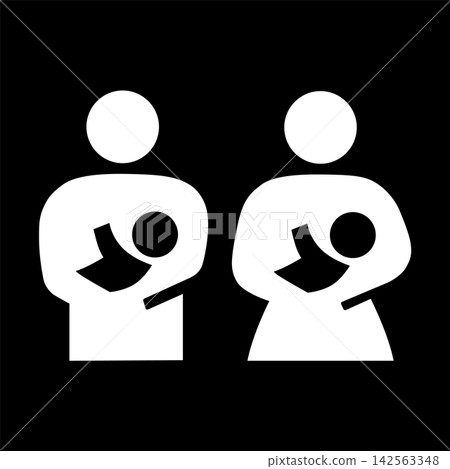 Pictogram for a nursing room (unisex) (white outline version) Pictogram for a nursing room (unisex) (white outline version) 142563348