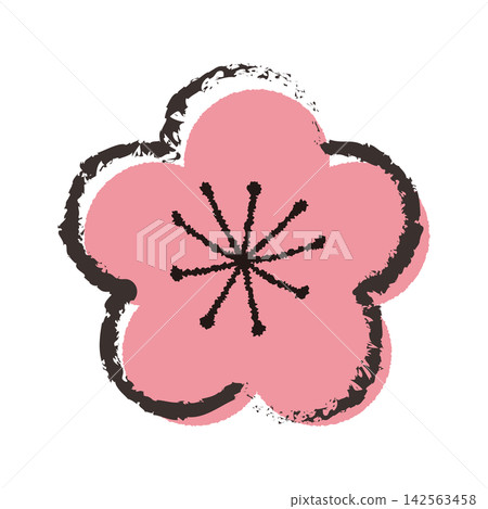 一幅梅花水墨畫 142563458