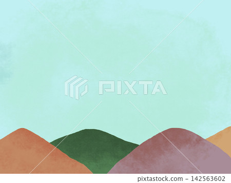 Simple, hand-drawn style background illustration of an autumn mountain. Simple, hand-drawn style background illustration of an autumn mountain. 142563602