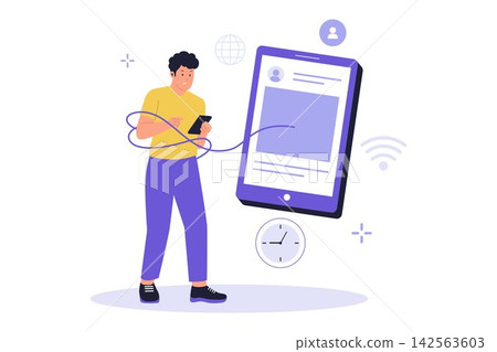 Vector of Digital Boundaries Internet Addiction Cord Isolated Illustration Vector of Digital Boundaries Internet Addiction Cord Isolated Illustration 142563603